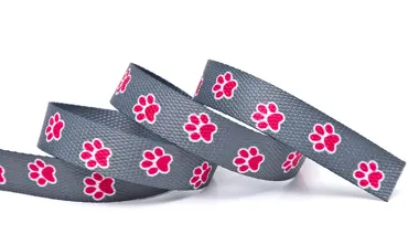 Gurtband 20 mm Dogs Pfoten Grau