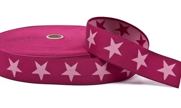Gummiband Sterne 40 mm Fuchsia-Rosa