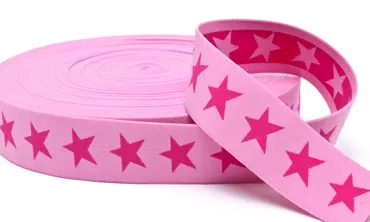 Gummiband Sterne 40 mm Rosa-Pink