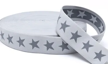 Gummiband Sterne 40 mm Hellgrau-Grau