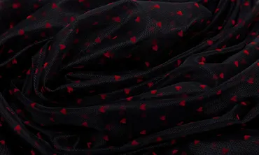 Soft Tüll - Schwarz Rot Herzen