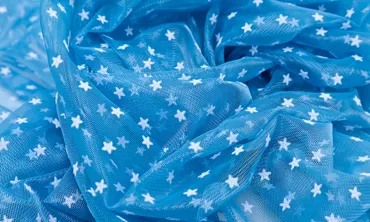 Soft Tüll - Cyan Weiss Sterne