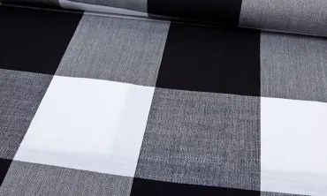 Baumwoll Viskose Karo Schwarz Weiss