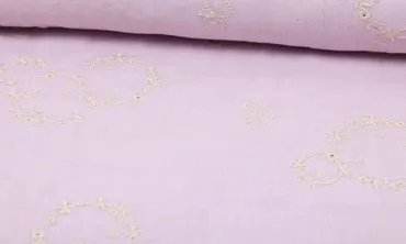 Double Gauze gestickt Rosa