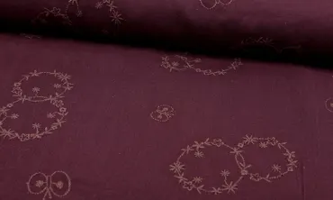 Double Gauze gestickt Bordeaux