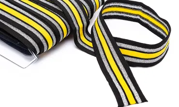 Jerseyband 28 mm Lurex Silber Gelb