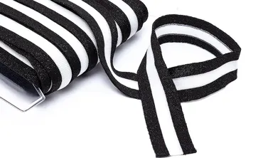 Jerseyband 28 mm Lurex Schwarz Weiss