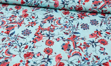 Viskose Inkjet Flower Bird Print