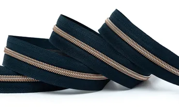 Reissverschluss 6 mm Metallic - Navy Altmessing