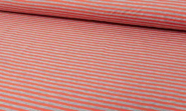 French Terry Modal - Streifen Grau Orange