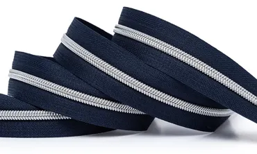 Reissverschluss 6 mm Metallic - Navy Silber