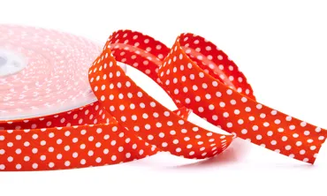 18 mm Schrägband Orange Punkte Weiss