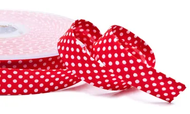 18 mm Schrägband Rot Punkte Weiss