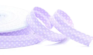 18 mm Schrägband Helllila Punkte Weiss