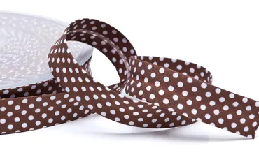 18 mm Schrägband Braun Punkte Weiss