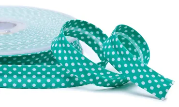 18 mm Schrägband Mint Punkte Weiss