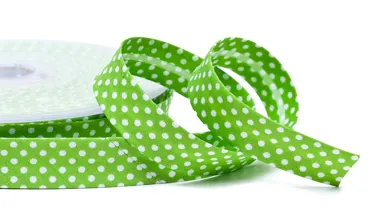 18 mm Schrägband Hellgrün Punkte Weiss