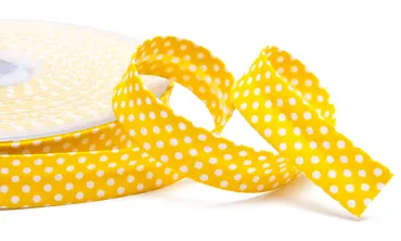 18 mm Schrägband Gelb Punkte Weiss