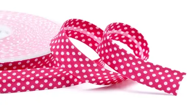 18 mm Schrägband Pink Punkte Weiss