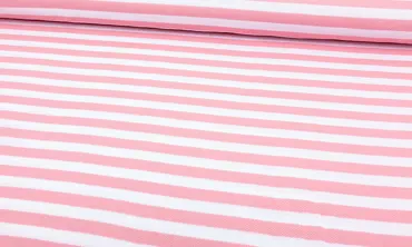 BIO Polo Piqué Streifen Weiss Rosa