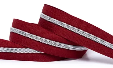 Reissverschluss 6 mm Metallic - Dunkelrot Silber