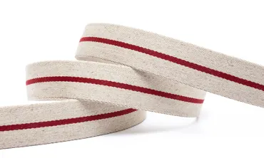 30 mm Gurtband Natur Mittelstreifen Rot