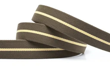 30 mm Gurtband Khaki Mittelstreifen Hellgelb