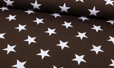 Jersey Dunkelbraun grosse Sterne Weiss