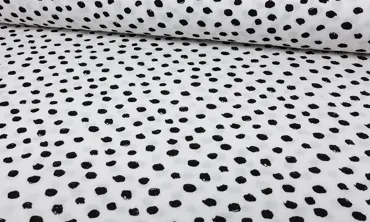 Double Gauze - Ecru Tupfen Schwarz