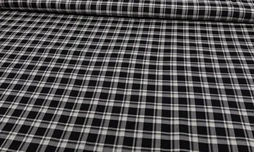 Baumwolle Viskose Karo Schwarz Silber