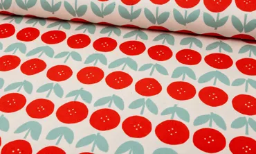 Kokka Canvas Retro Mohnblume Creme