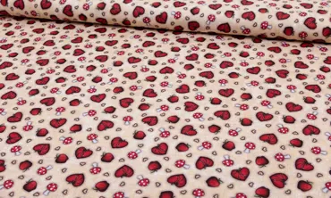 Baumwolle - Heart & Mushroom Toss - Light Tan