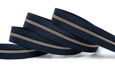 Reissverschluss 4 mm Metallic - Navy Altmessing