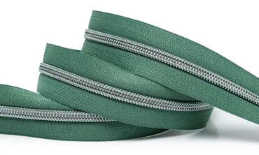 Reissverschluss 6 mm Metallic - Dunstgrün Silbergrau