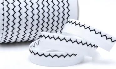 18 mm Schrägband Zickzack Weiss Schwarz