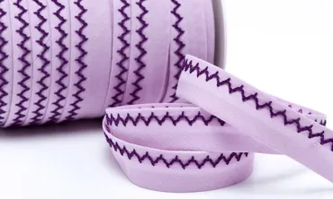 18 mm Schrägband Zickzack Helllila Lila