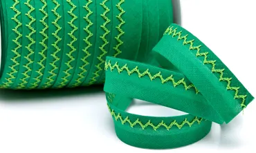 18 mm Schrägband Zickzack Grün Hellgrün