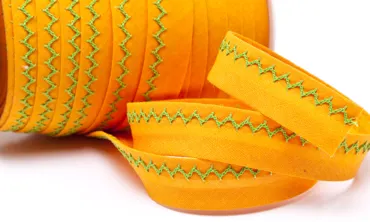 18 mm Schrägband Zickzack Orange Hellgrün