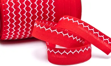 18 mm Schrägband Zickzack Rot Weiss