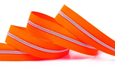 Reissverschluss 4 mm Metallic - Neon Orange Silber