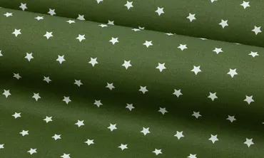 Baumwolle acrylbeschichtet - Sterne Olivgrün