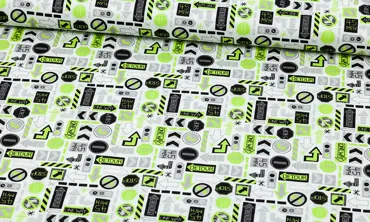 Baumwolle Camelot - Traffic Arrows Lime