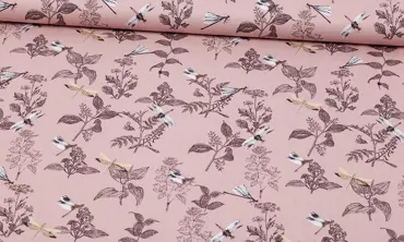 BIO Baumwolle Libellen Altrosa