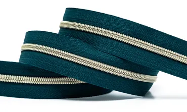 Reissverschluss 6 mm Metallic - Petrol Light Gold