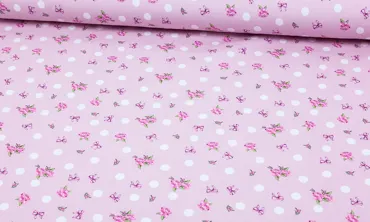 French Terry feine Röschen Rosa