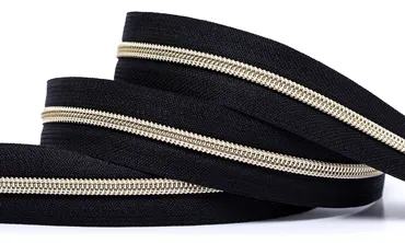 Reissverschluss 6 mm Metallic - Schwarz Light Gold