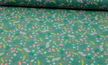 Softshell Birds and Plants Antikgrün