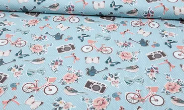 Baumwolle Shabby Nostalgic Aqua