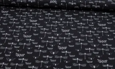 Baumwolle Dragonflies Schwarz