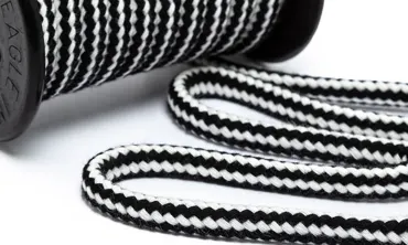 Baumwollkordel 8 mm - Marshmallow Schwarz